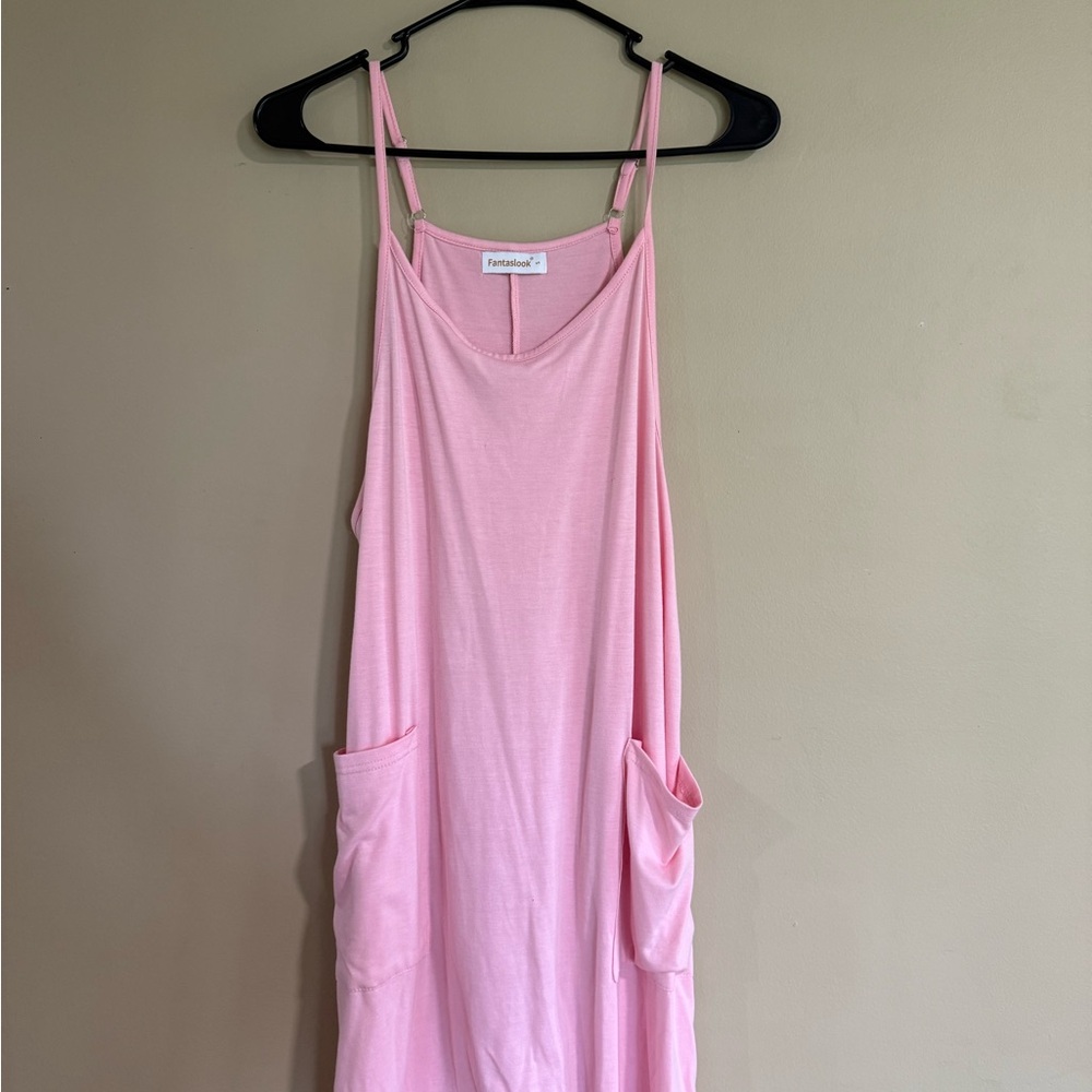 Pink Sleeveless Romper with Pockets